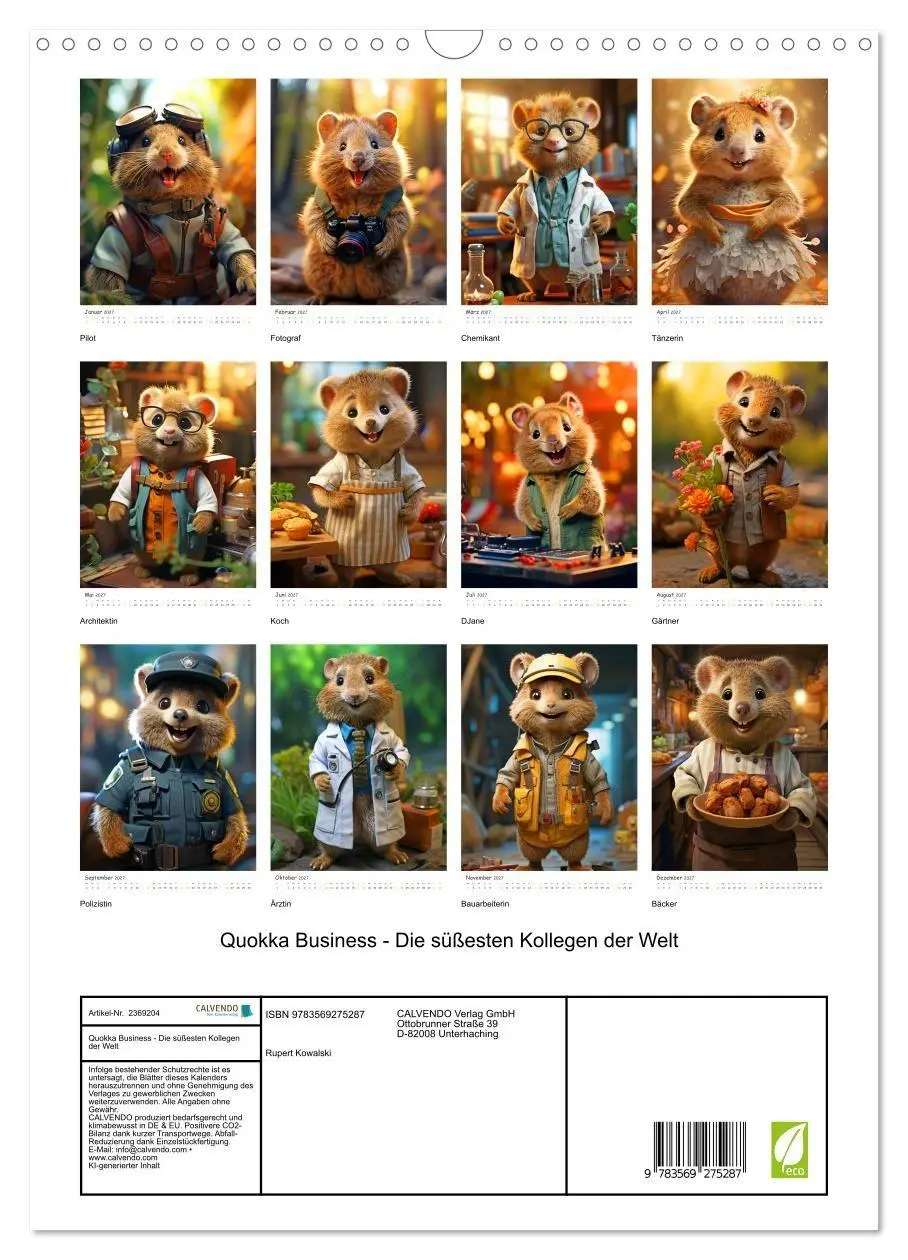 Bild: 9783569275287 | Quokka Business - Die süßesten Kollegen der Welt (Wandkalender 2027...