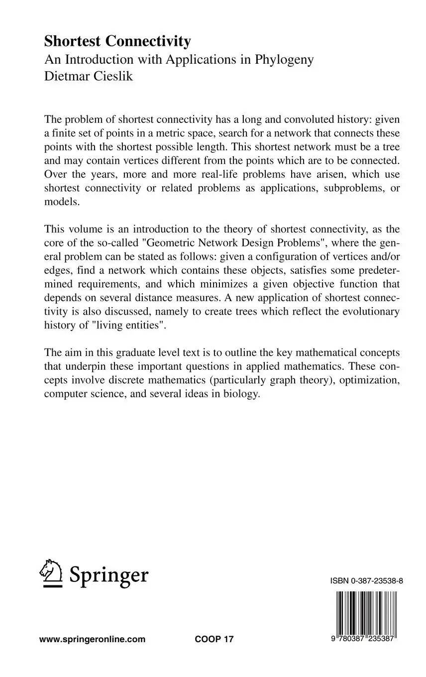 Rückseite: 9780387235387 | Shortest Connectivity | An Introduction with Applications in Phylogeny