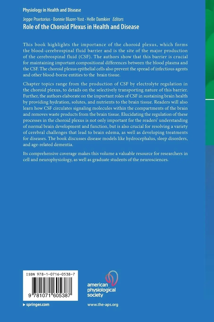 Rückseite: 9781071605387 | Role of the Choroid Plexus in Health and Disease | Praetorius (u. a.)
