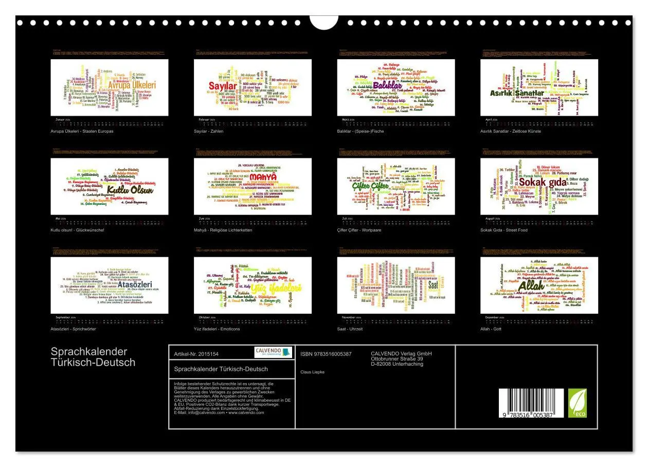 Bild: 9783516005387 | Sprachkalender Türkisch-Deutsch (Wandkalender 2026 DIN A3 quer),...