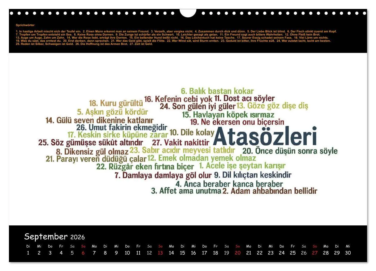 Bild: 9783516005387 | Sprachkalender Türkisch-Deutsch (Wandkalender 2026 DIN A3 quer),...