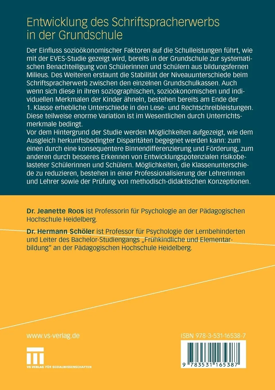 Rückseite: 9783531165387 | Entwicklung des Schriftspracherwerbs in der Grundschule | Taschenbuch