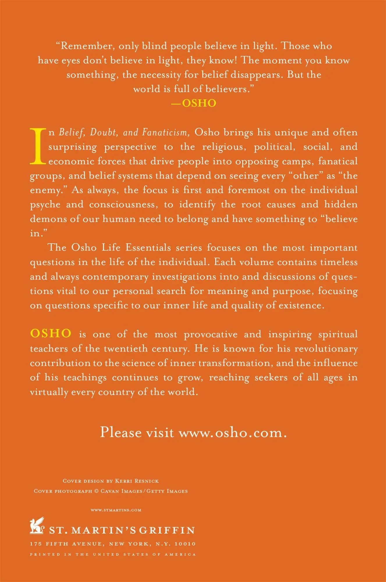 Rückseite: 9780312595487 | Belief, Doubt, and Fanaticism | Osho | Taschenbuch | Englisch | 2012