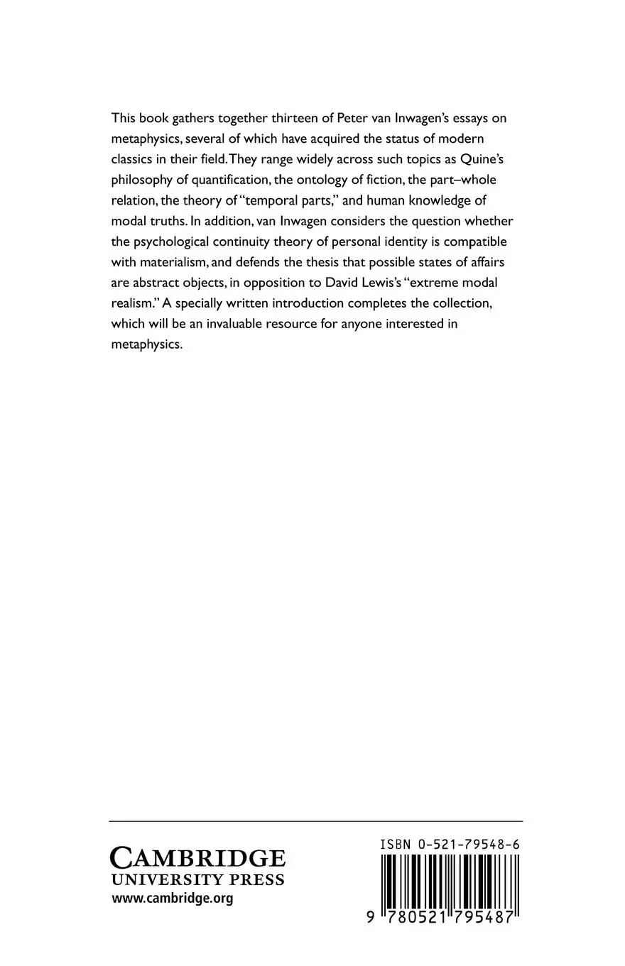 Rückseite: 9780521795487 | Ontology, Identity, and Modality | Essays in Metaphysics | Taschenbuch