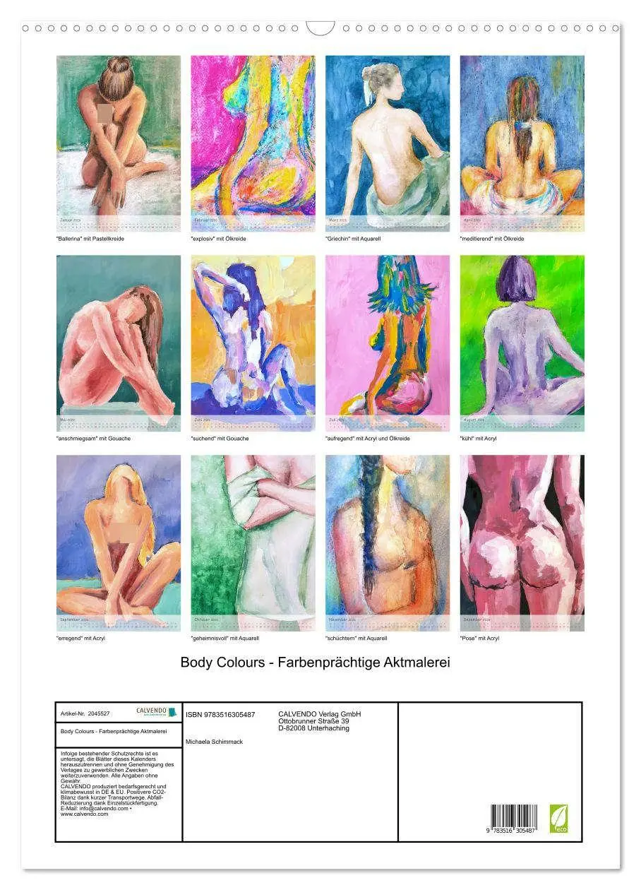 Bild: 9783516305487 | Body Colours - Farbenprächtige Aktmalerei (Wandkalender 2026 DIN A2...