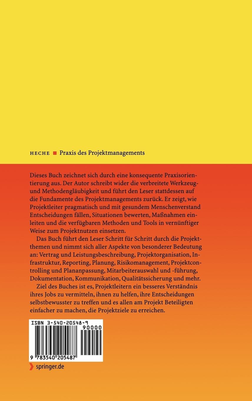 Rückseite: 9783540205487 | Praxis des Projektmanagements | Dirk Heche | Buch | xi | Deutsch