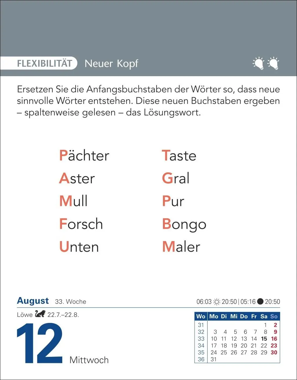 Bild: 9783840035487 | Brain Jogging Tagesabreißkalender 2026 - Gedächtnis, Konzentration,...