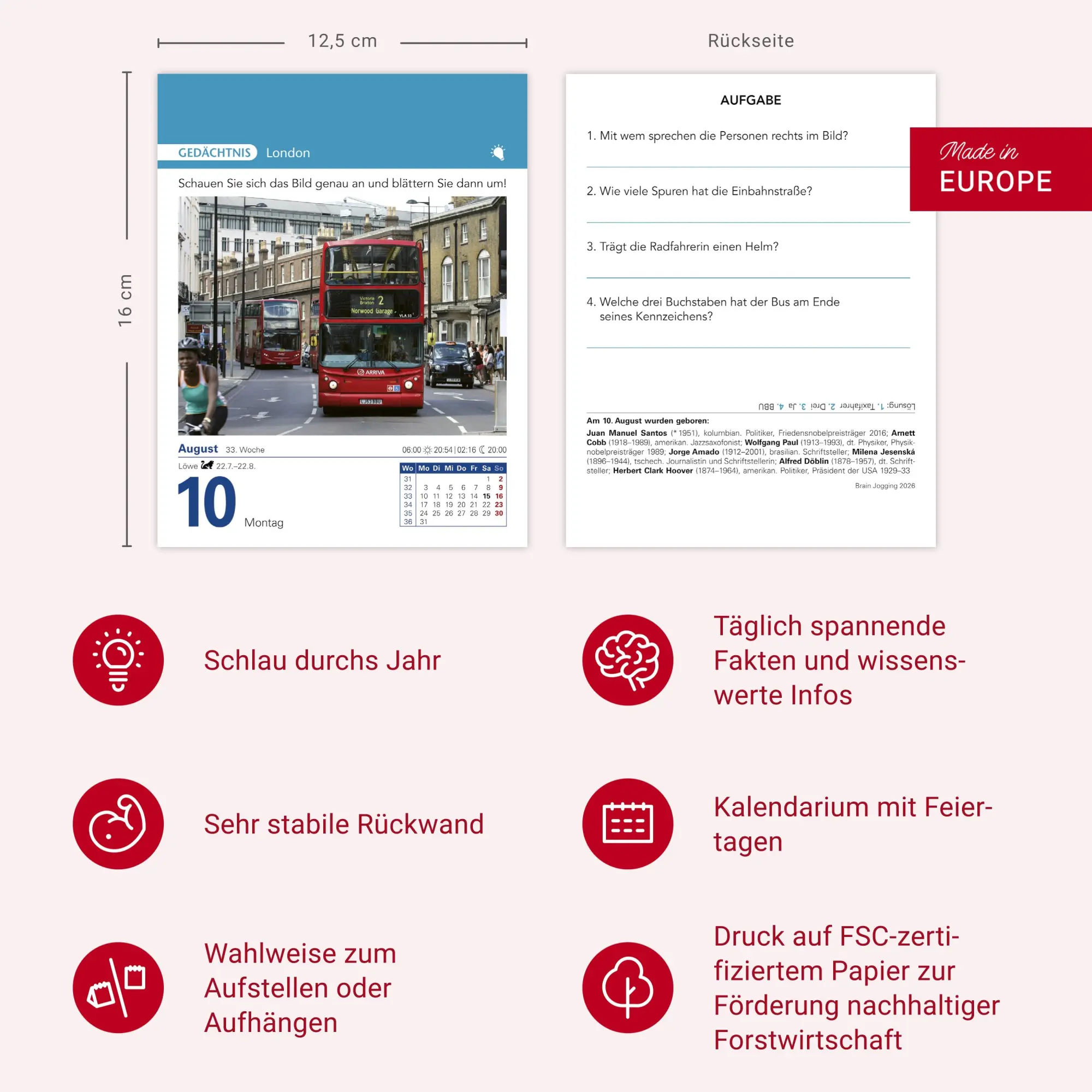 Bild: 9783840035487 | Brain Jogging Tagesabreißkalender 2026 - Gedächtnis, Konzentration,...