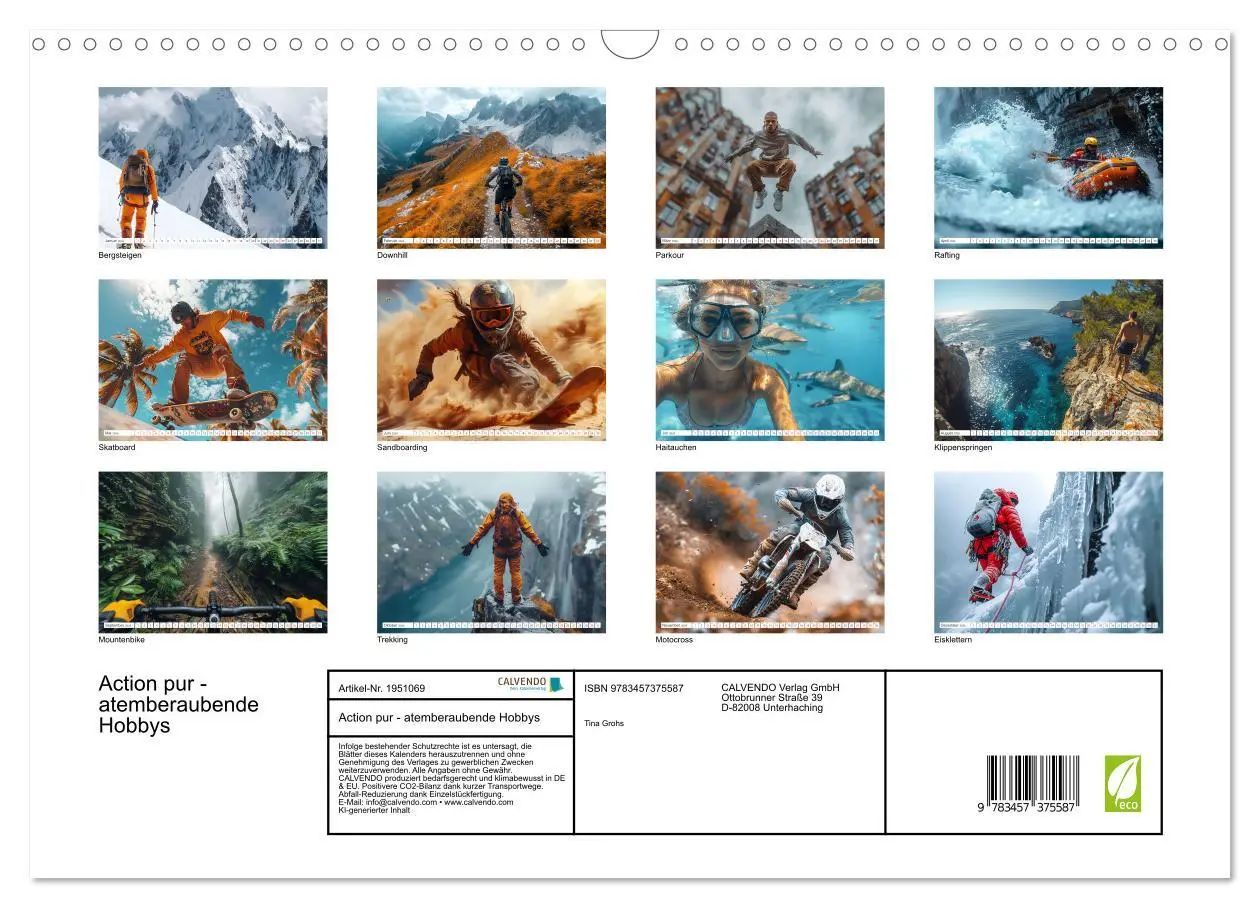 Bild: 9783457375587 | Action pur - atemberaubende Hobbys (Wandkalender 2026 DIN A3 quer),...