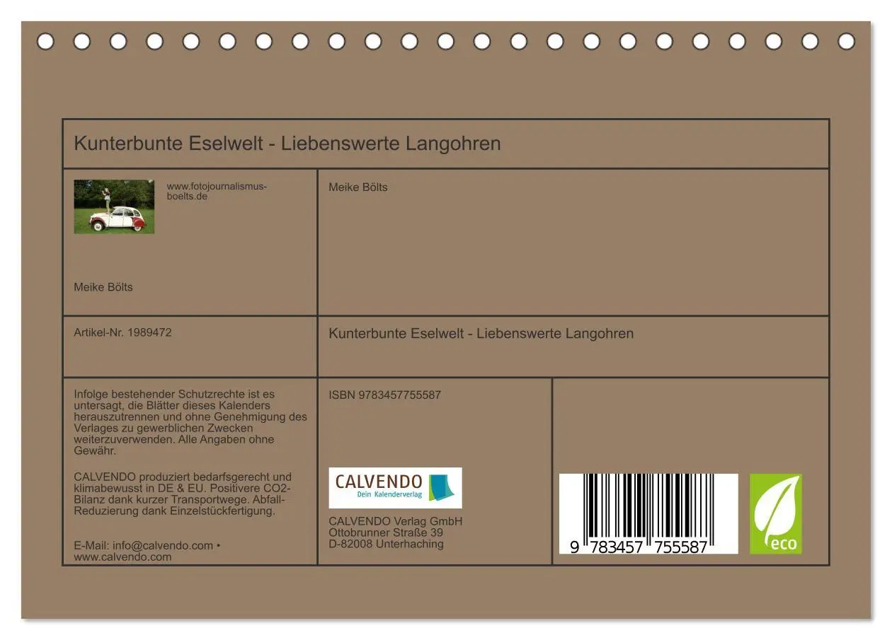 Bild: 9783457755587 | Kunterbunte Eselwelt - Liebenswerte Langohren (Tischkalender 2026...