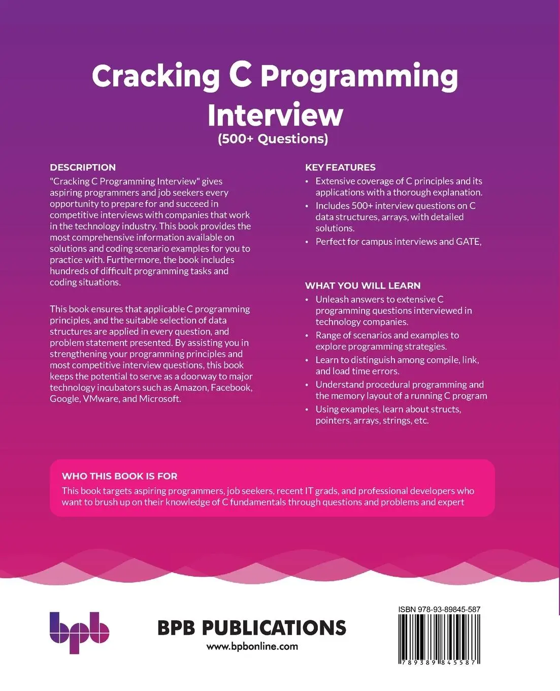 Rückseite: 9789389845587 | Cracking C Programming Interview | Tanuj Kumar Jhamb | Taschenbuch