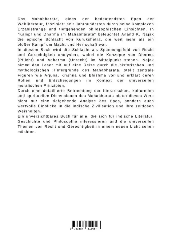Rückseite: 9783384315687 | Kampf und Dharma im Mahabharata | Anand K. Najak | Taschenbuch | 2024