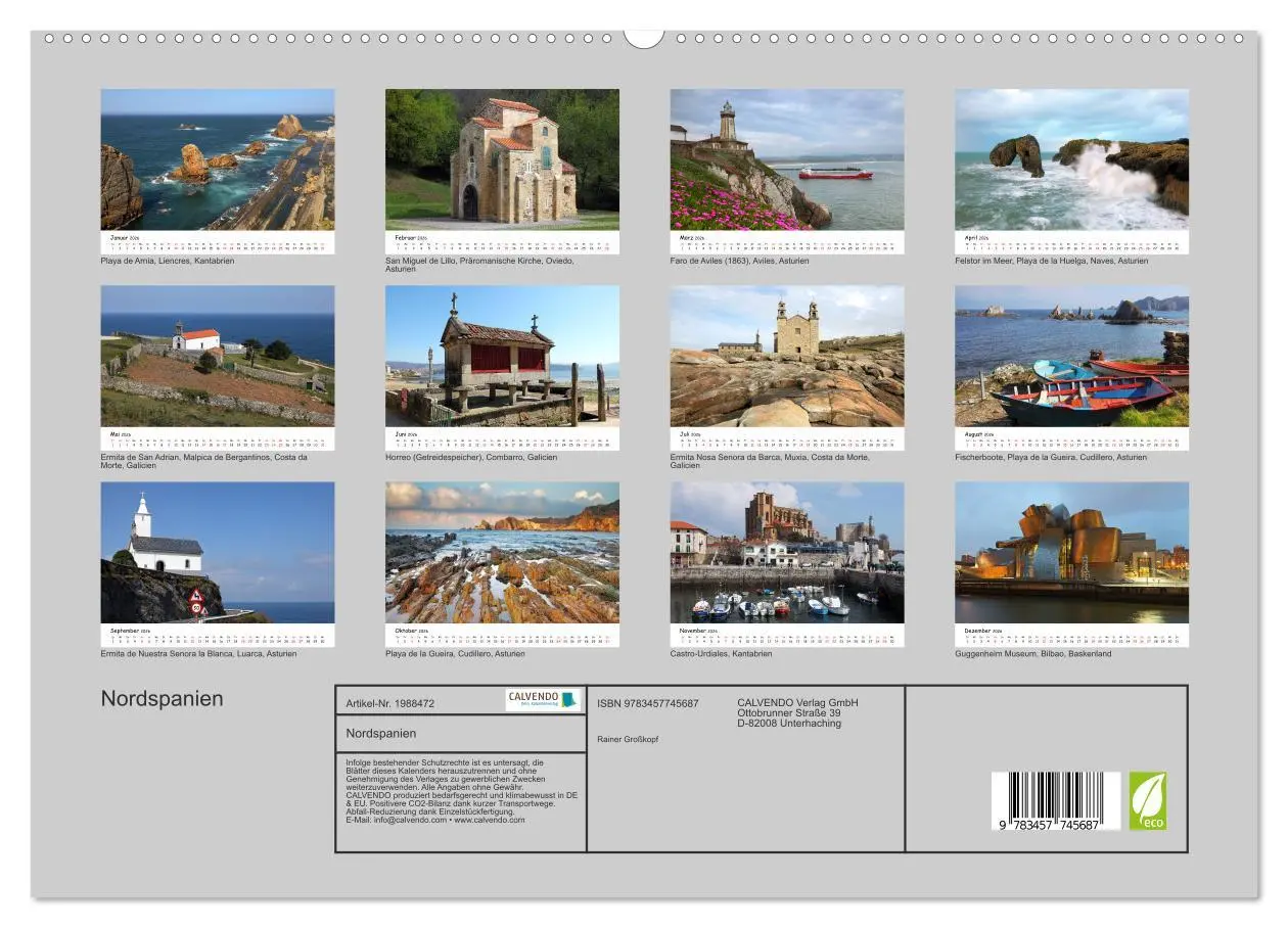 Bild: 9783457745687 | Nordspanien (hochwertiger Premium Wandkalender 2026 DIN A2 quer),...