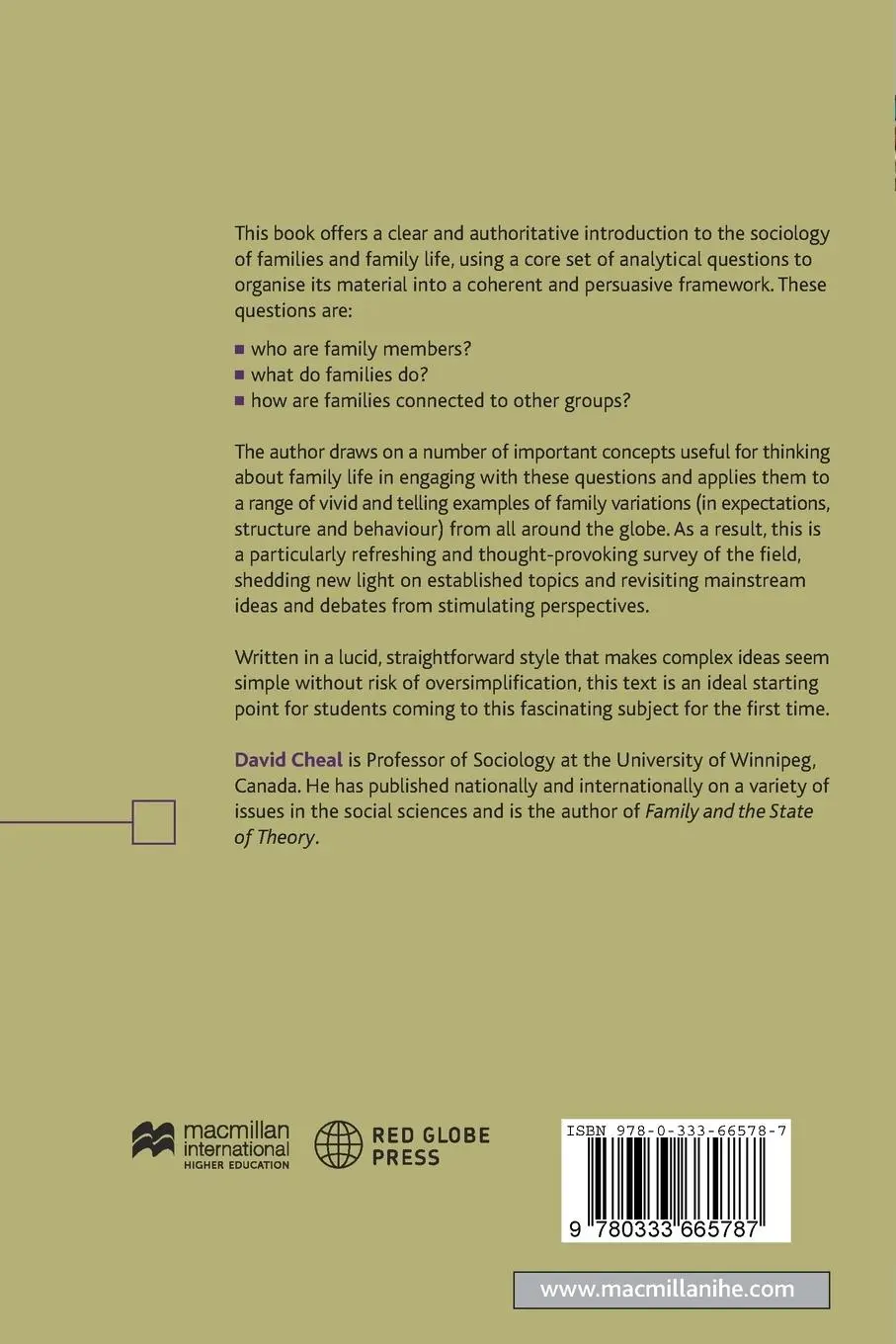 Rückseite: 9780333665787 | Sociology of Family Life | David Cheal | Taschenbuch | Englisch | 2002