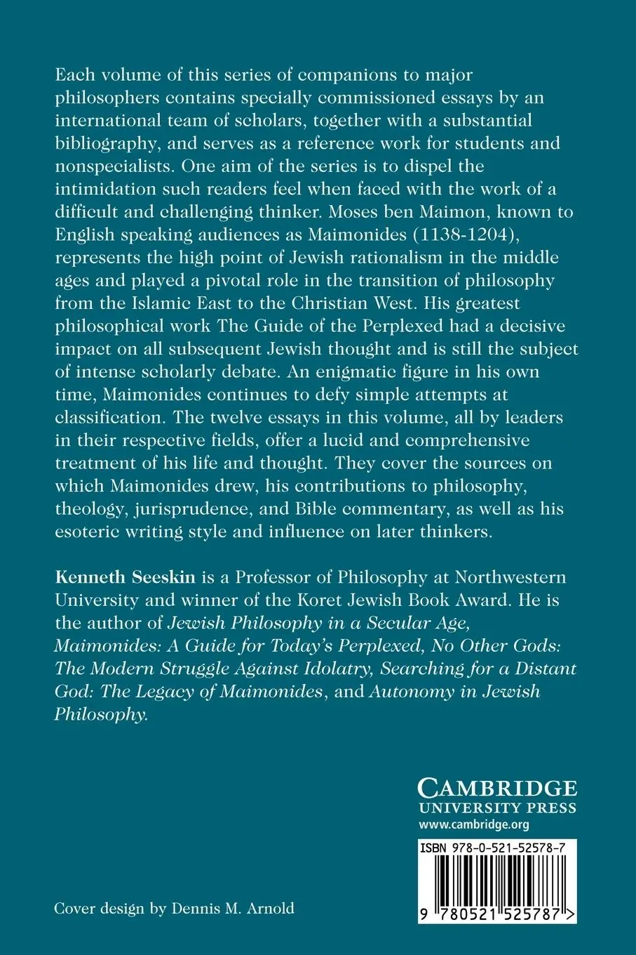Rückseite: 9780521525787 | The Cambridge Companion to Maimonides | Kenneth Seeskin | Taschenbuch