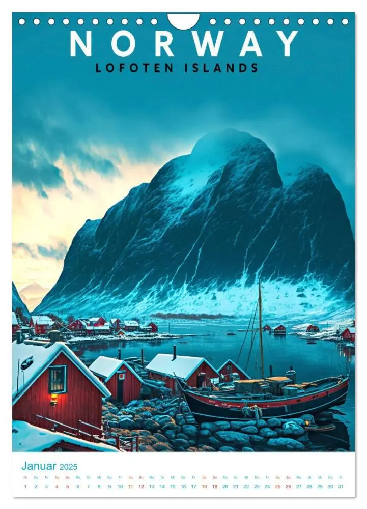 Bild: 9783435885787 | Lofoten - Old School Poster Style (Wandkalender 2025 DIN A4 hoch),...