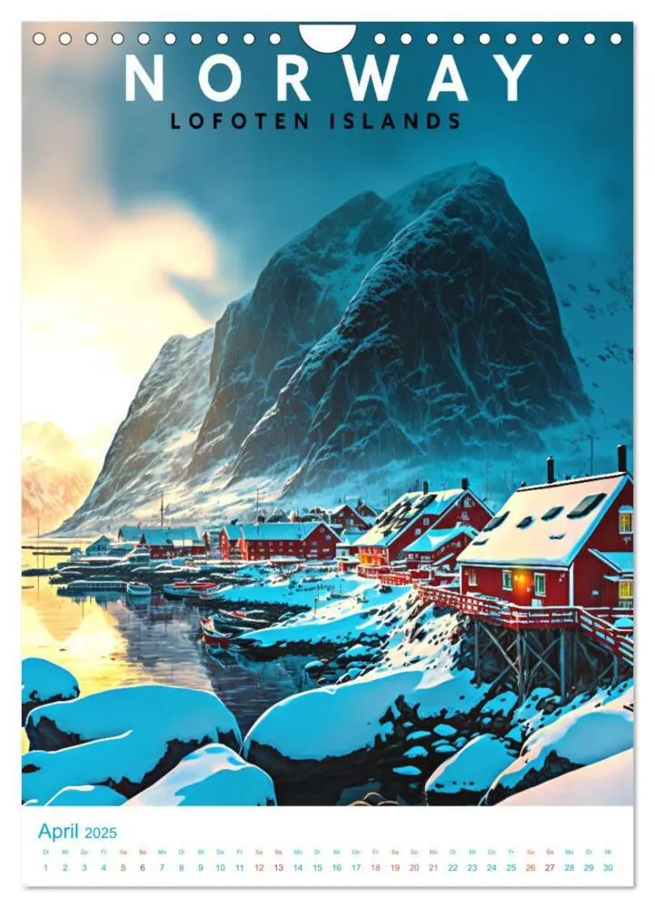 Bild: 9783435885787 | Lofoten - Old School Poster Style (Wandkalender 2025 DIN A4 hoch),...