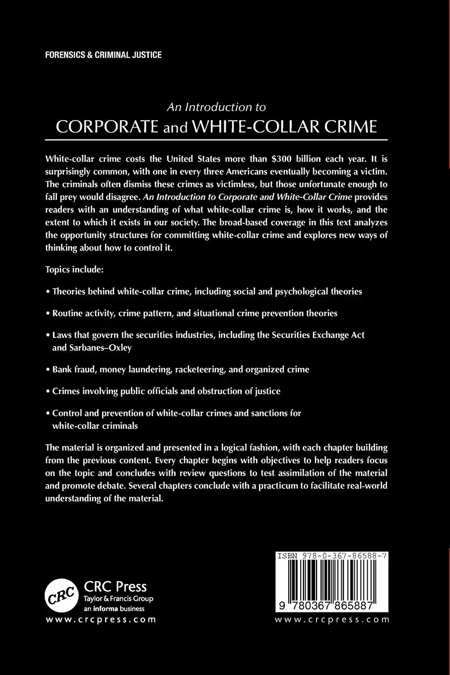 Rückseite: 9780367865887 | Introduction to Corporate and White-Collar Crime | Dimarino (u. a.)