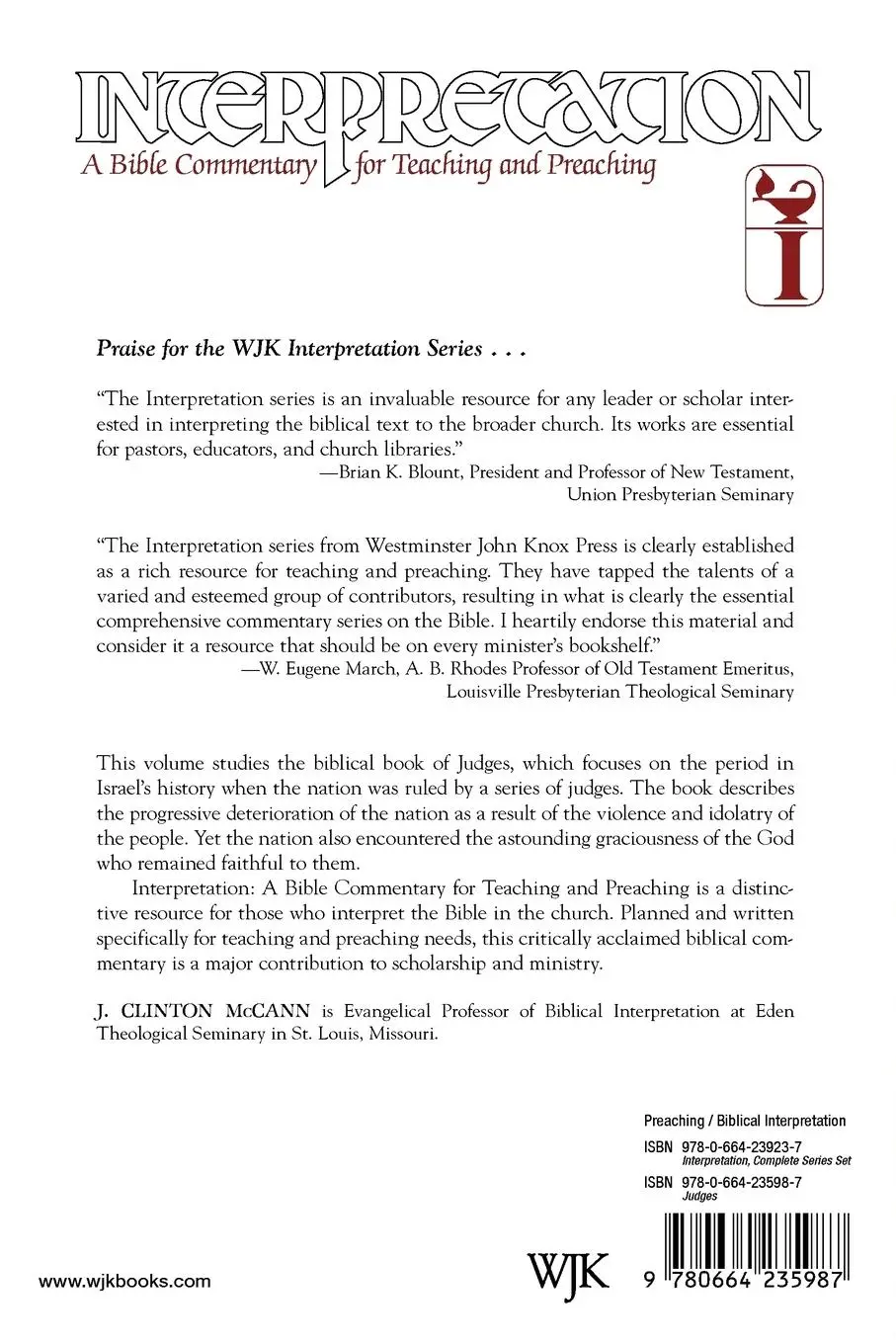 Rückseite: 9780664235987 | Judges (Interpretation) | J. Clinton Jr. Mccann (u. a.) | Taschenbuch