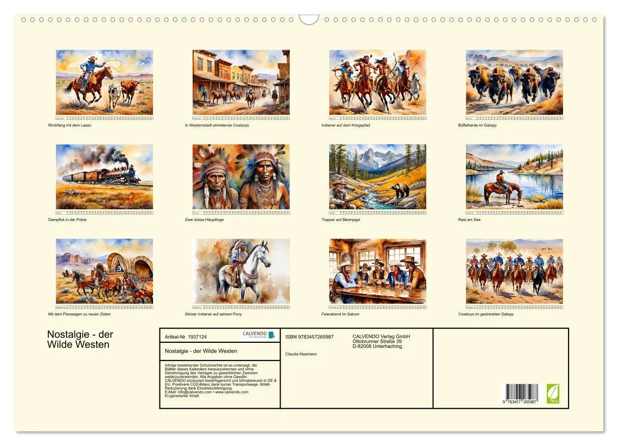Bild: 9783457265987 | Nostalgie - der Wilde Westen (Wandkalender 2026 DIN A2 quer),...