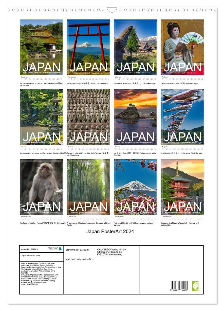 Bild: 9783516735987 | Japan PosterArt 2024 (Wandkalender 2026 DIN A2 hoch), CALVENDO...
