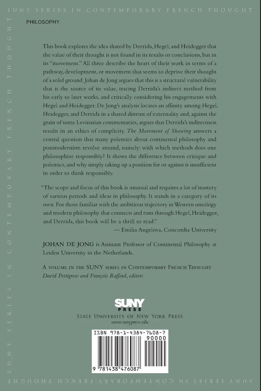 Rückseite: 9781438476087 | The Movement of Showing | Johan E. de Jong | Taschenbuch | Englisch