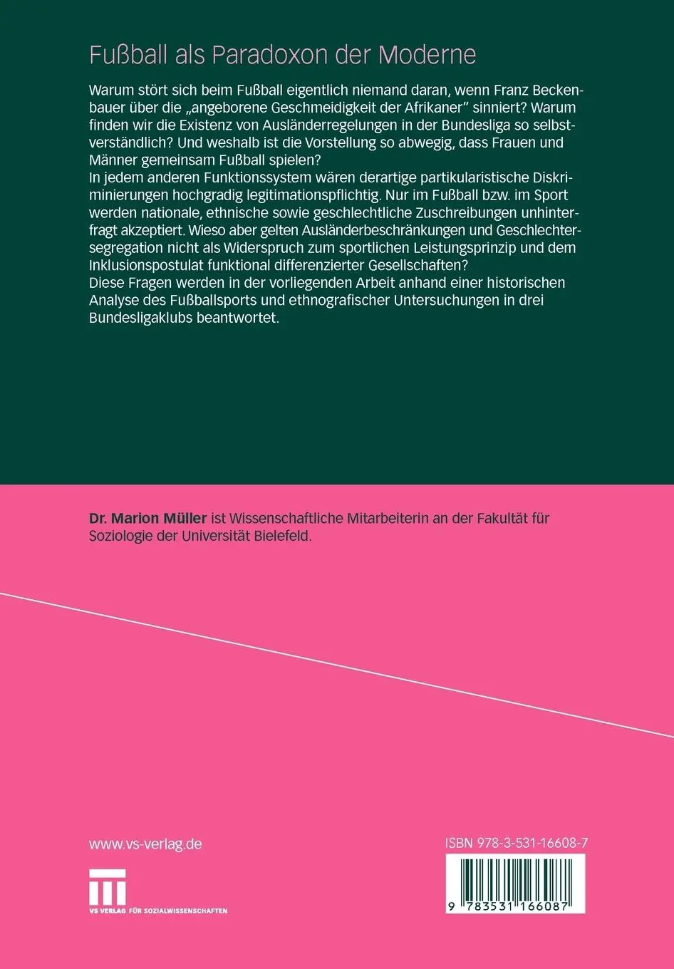 Rückseite: 9783531166087 | Fußball als Paradoxon der Moderne | Marion Müller | Taschenbuch | 2009