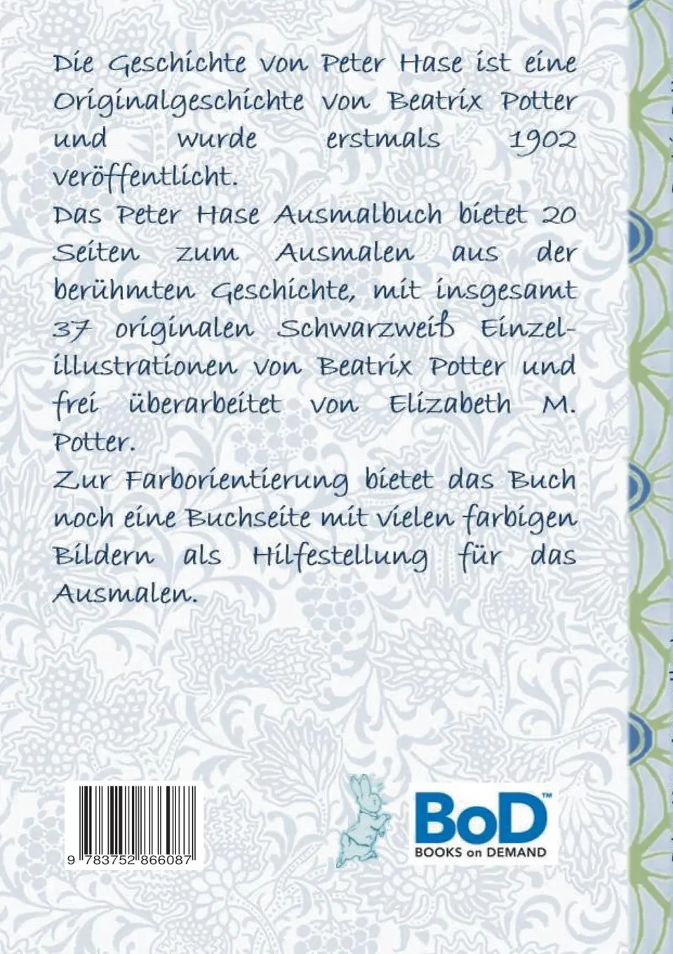 Rückseite: 9783752866087 | Peter Hase Ausmalbuch | Beatrix Potter (u. a.) | Taschenbuch | 40 S.