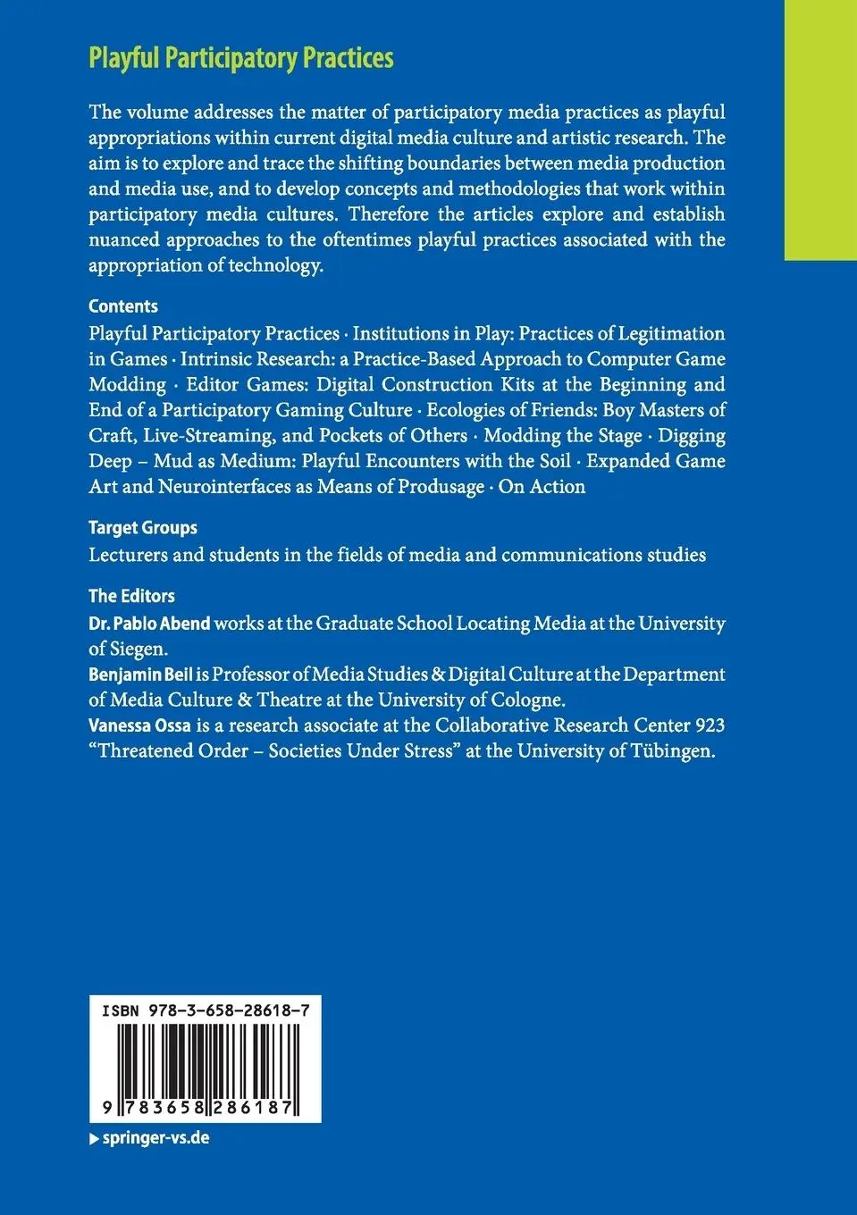 Rückseite: 9783658286187 | Playful Participatory Practices | Pablo Abend (u. a.) | Taschenbuch