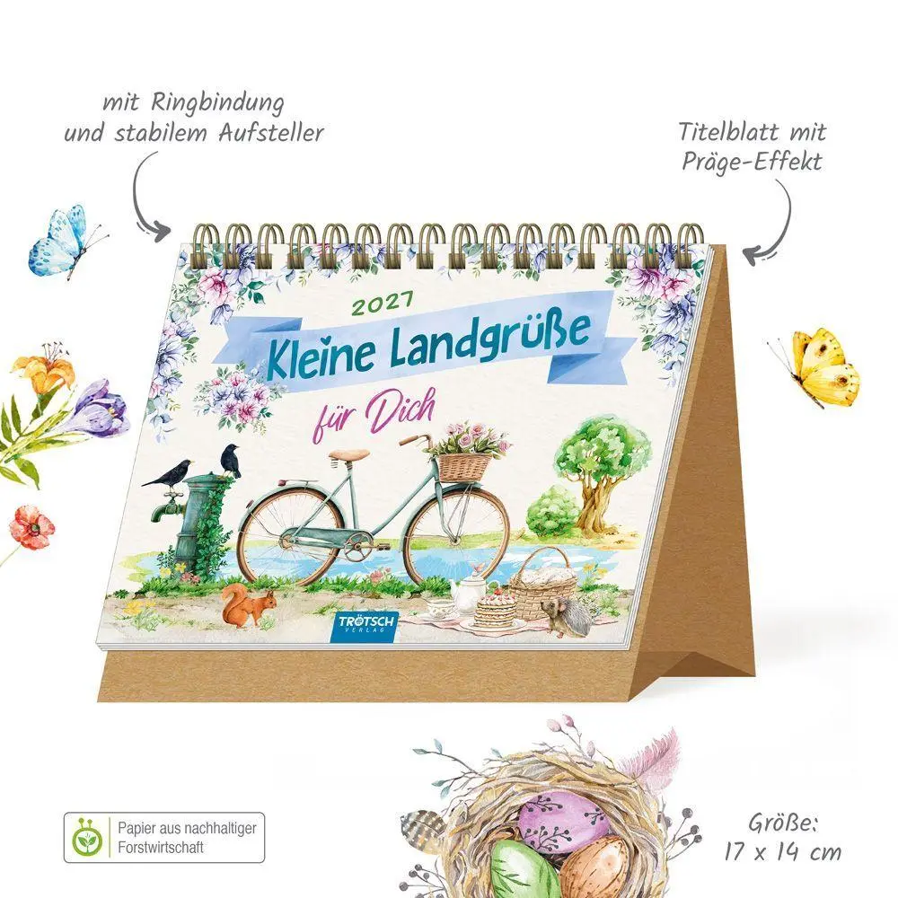 Bild: 9783988026187 | TRÖTSCH - Aufstellkalender Kleine Landgrüße 2027 | KG | Kalender