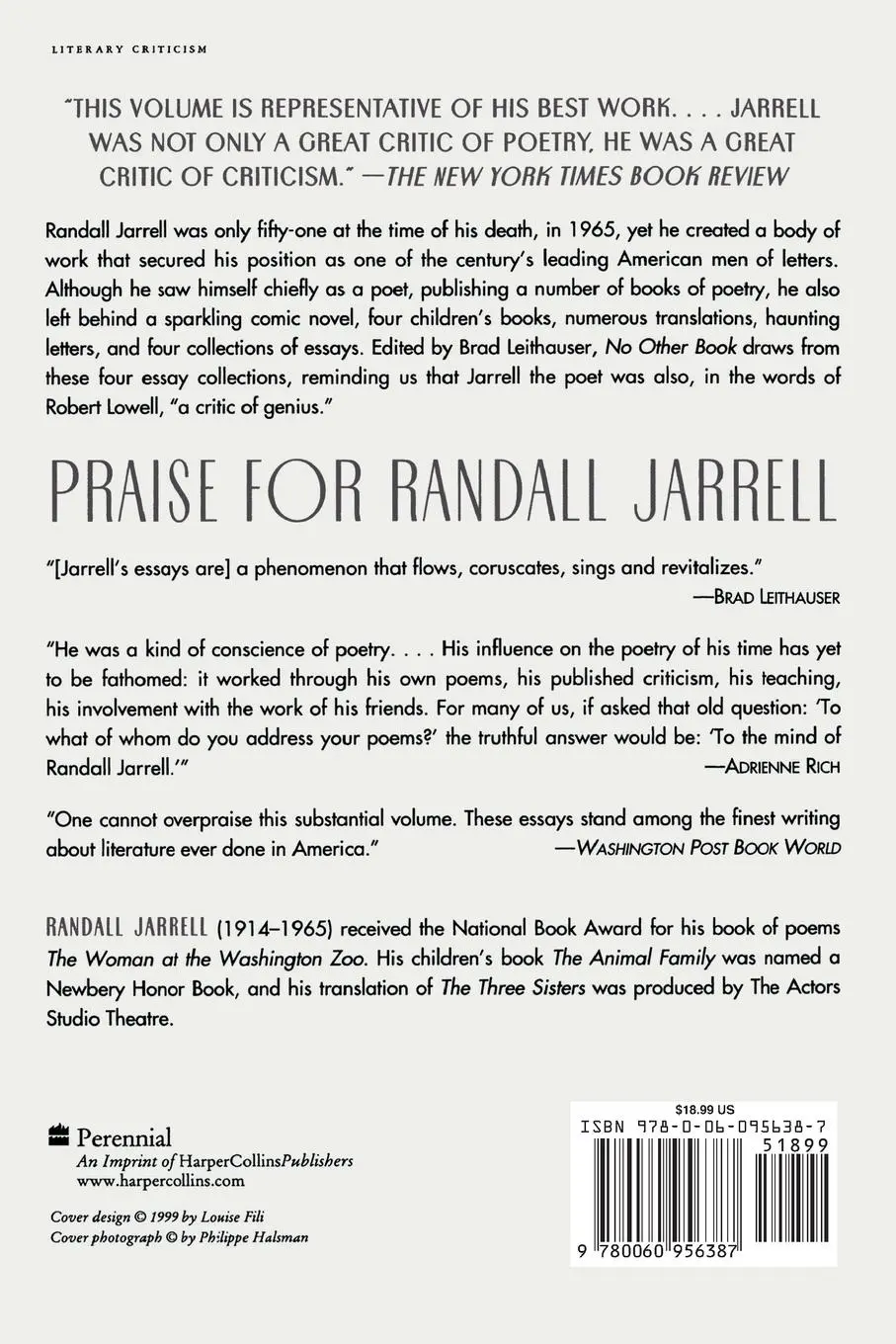 Rückseite: 9780060956387 | No Other Book | Selected Essays | Randall Jarrell | Taschenbuch | 2000
