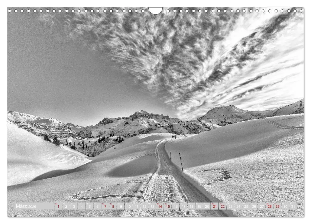 Bild: 9783457816387 | Arlberg black and white (Wandkalender 2026 DIN A3 quer), CALVENDO...