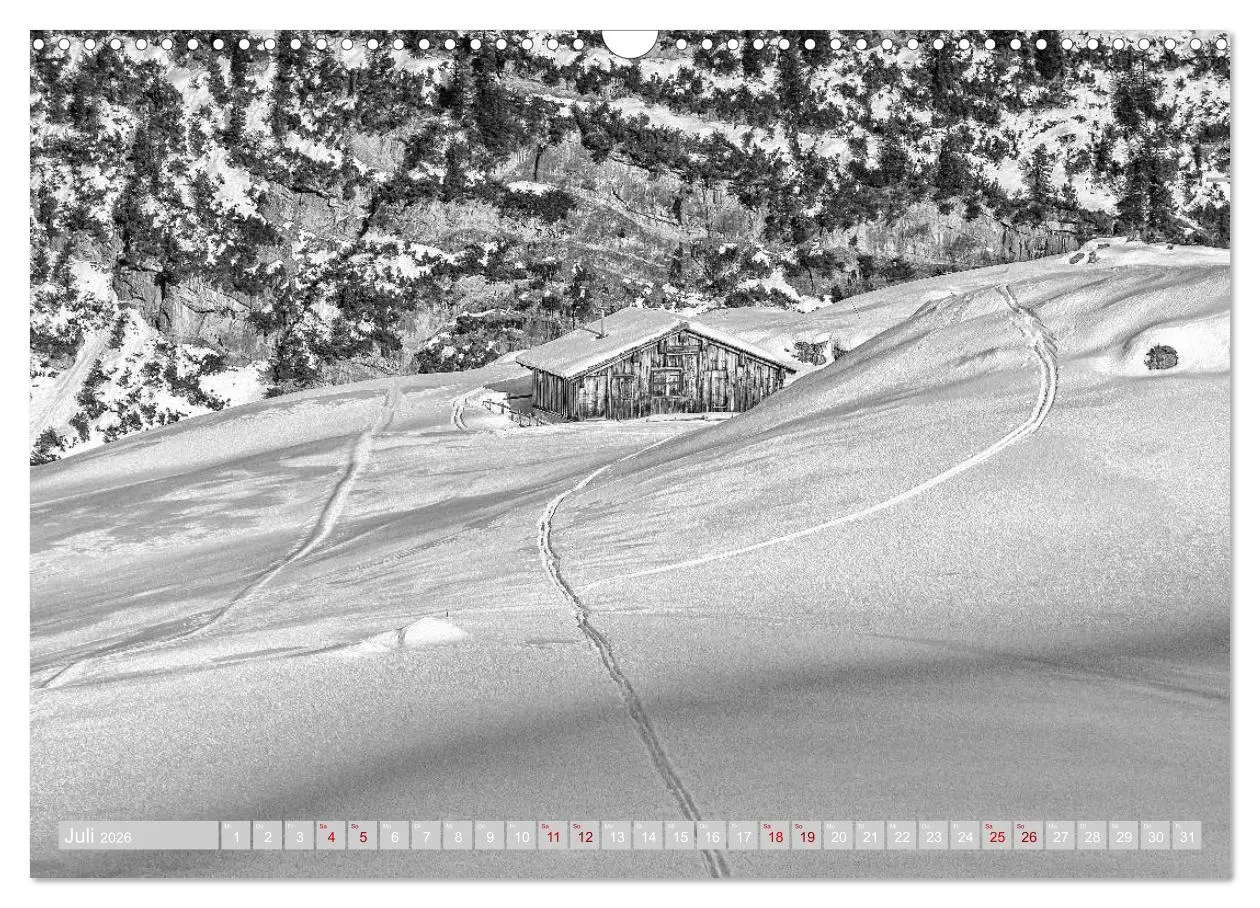 Bild: 9783457816387 | Arlberg black and white (Wandkalender 2026 DIN A3 quer), CALVENDO...