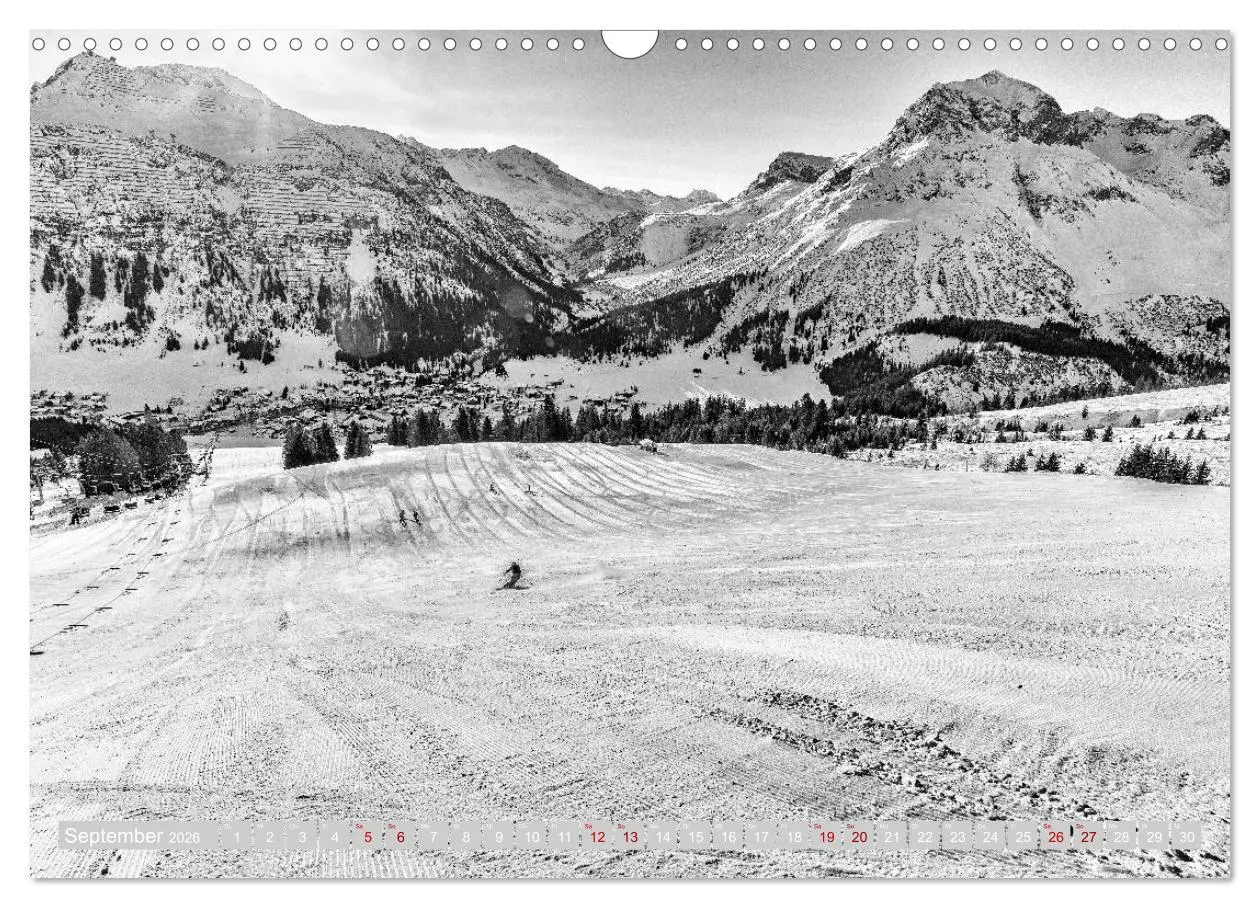Bild: 9783457816387 | Arlberg black and white (Wandkalender 2026 DIN A3 quer), CALVENDO...