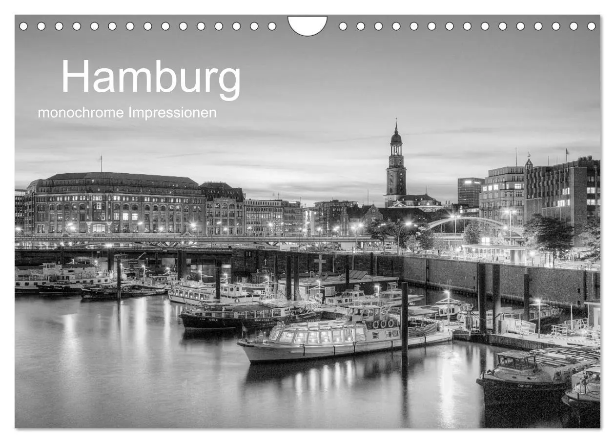 Cover: 9783516146387 | Hamburg monochrome Impressionen (Wandkalender 2026 DIN A4 quer),...