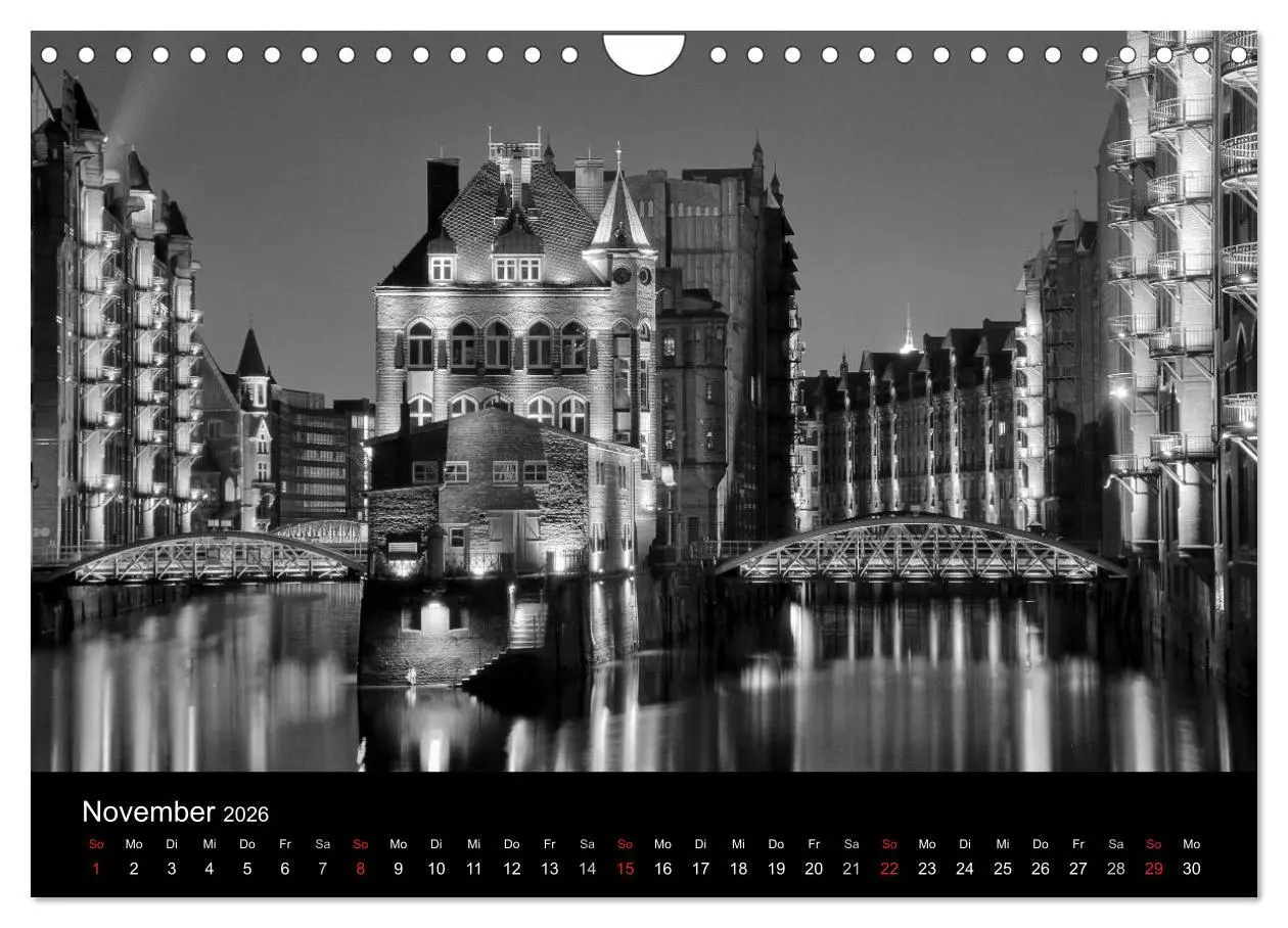 Bild: 9783516146387 | Hamburg monochrome Impressionen (Wandkalender 2026 DIN A4 quer),...