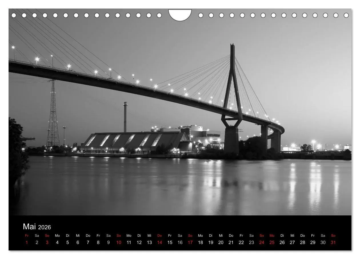 Bild: 9783516146387 | Hamburg monochrome Impressionen (Wandkalender 2026 DIN A4 quer),...
