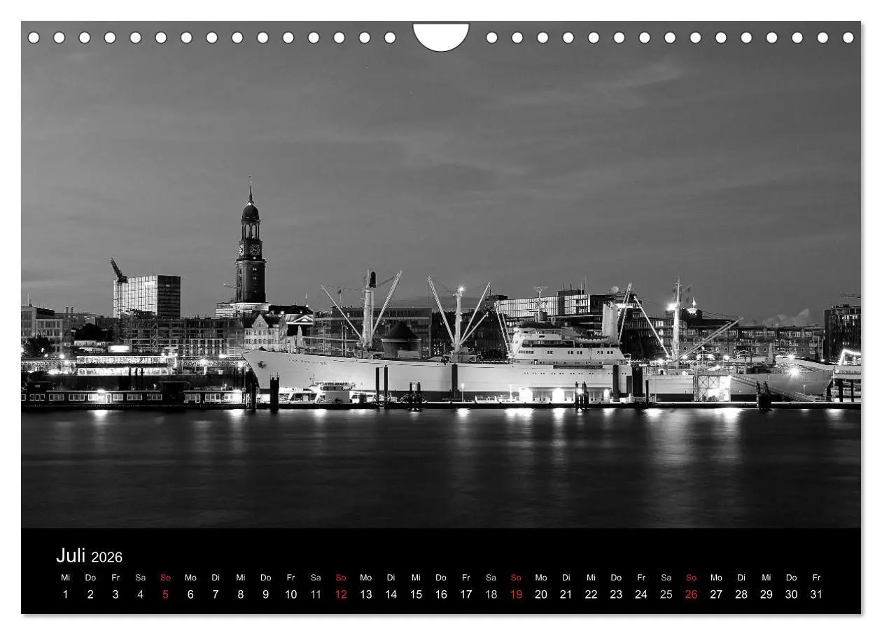 Bild: 9783516146387 | Hamburg monochrome Impressionen (Wandkalender 2026 DIN A4 quer),...