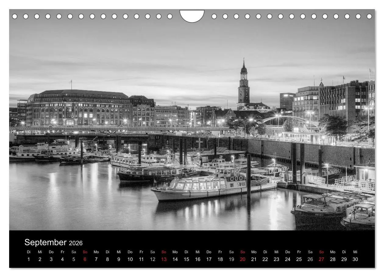Bild: 9783516146387 | Hamburg monochrome Impressionen (Wandkalender 2026 DIN A4 quer),...