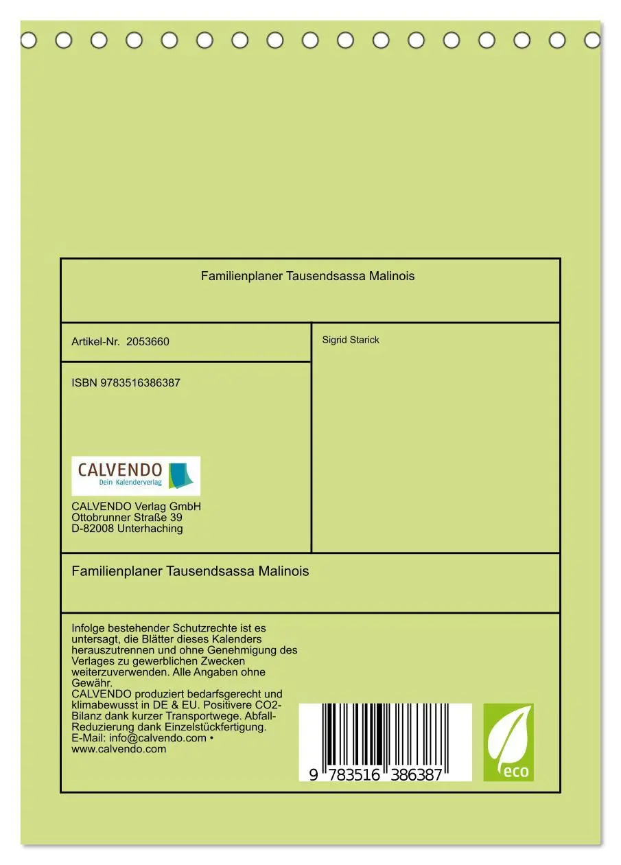 Bild: 9783516386387 | Familienplaner Tausendsassa Malinois (Tischkalender 2026 DIN A5...