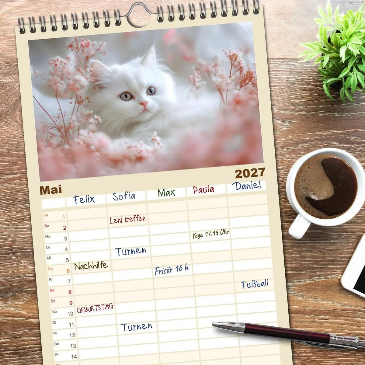 Bild: 9783594296387 | Familienplaner 2027 - Katzen - sanfte Schönheiten mit 5 Spalten...