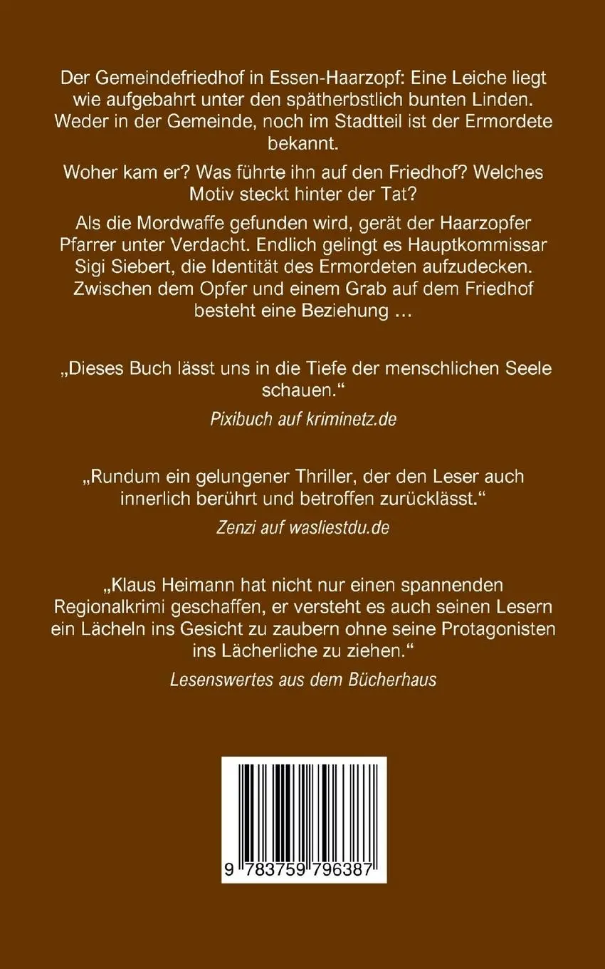 Rückseite: 9783759796387 | Gang zum Friedhof | Klaus Heimann | Taschenbuch | 228 S. | Deutsch