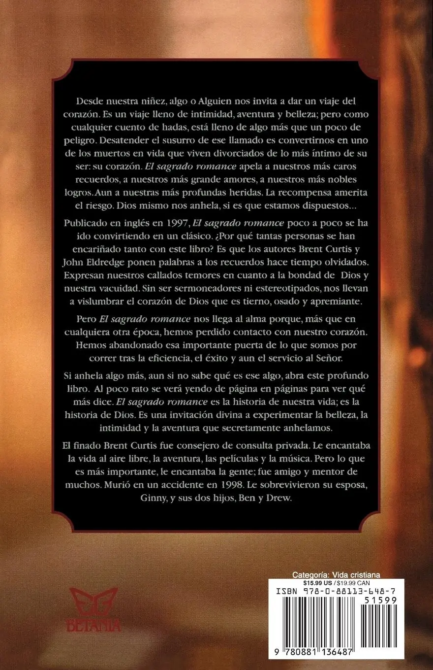 Rückseite: 9780881136487 | El El Sagrado Romance | Vivamos Mas Cerca de Dios | John Eldredge