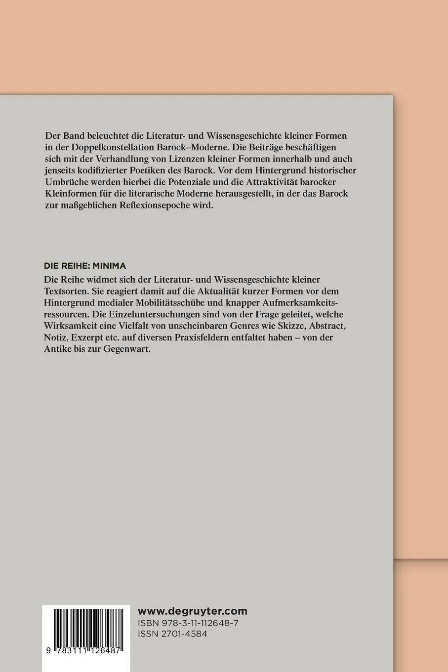 Rückseite: 9783111126487 | Barock en miniature - Kleine literarische Formen in Barock und Moderne
