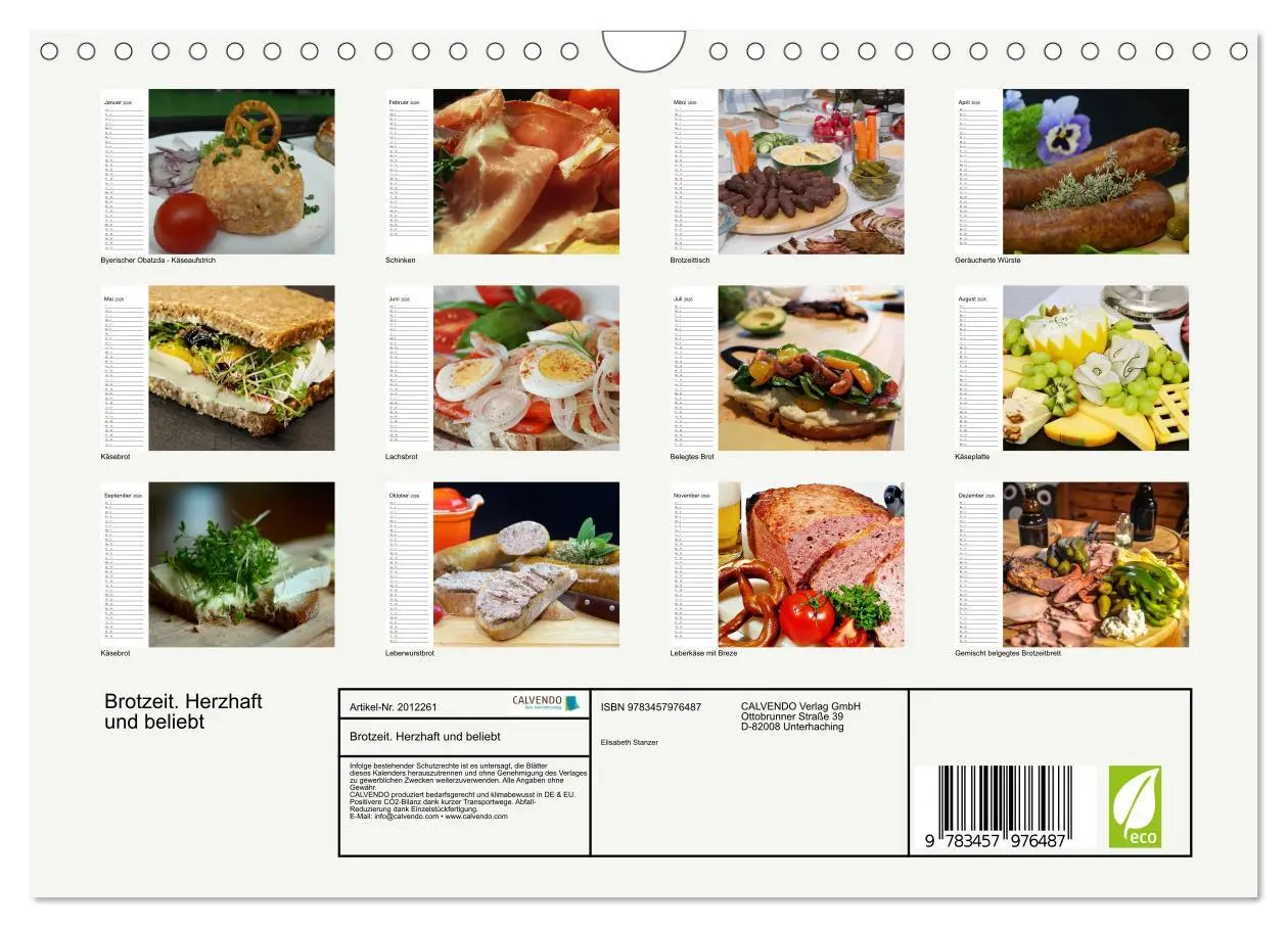 Bild: 9783457976487 | Brotzeit. Herzhaft und beliebt (Wandkalender 2026 DIN A4 quer),...