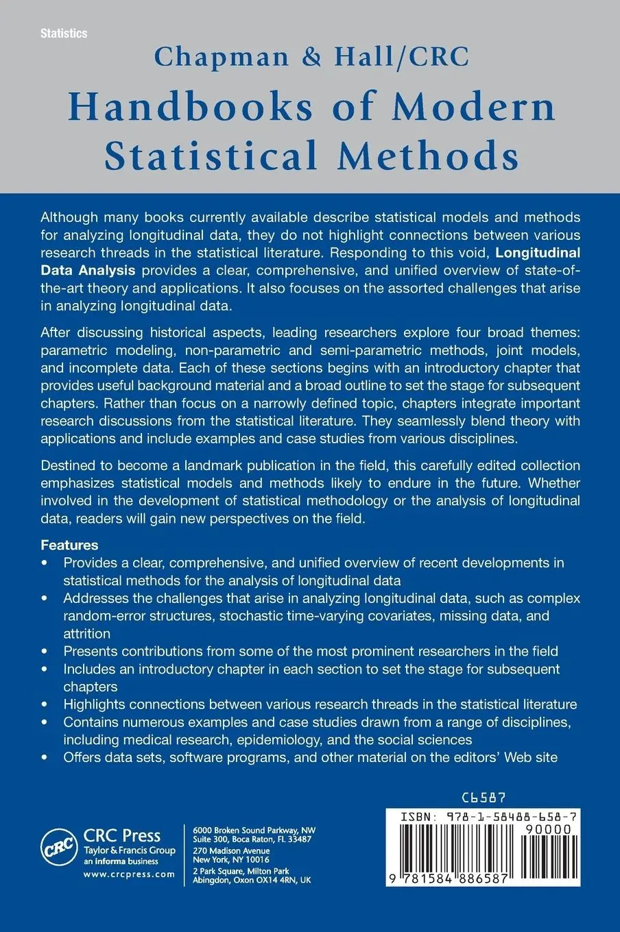 Rückseite: 9781584886587 | Longitudinal Data Analysis | Garrett Fitzmaurice (u. a.) | Buch | 2008