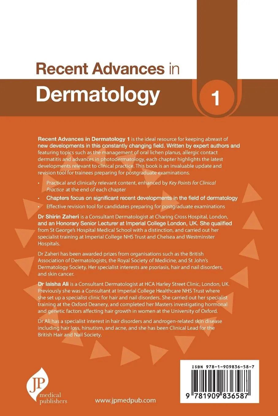 Rückseite: 9781909836587 | Recent Advances in Dermatology | 1 | Shirin Zaheri (u. a.) | Buch