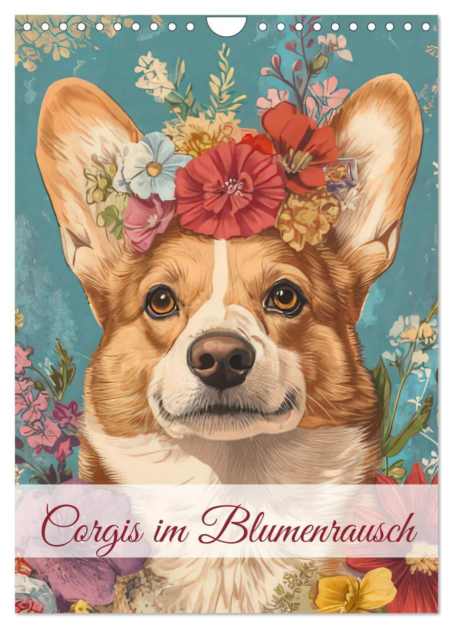 Cover: 9783457276587 | Corgis im Blumenrausch (Wandkalender 2026 DIN A4 hoch), CALVENDO...