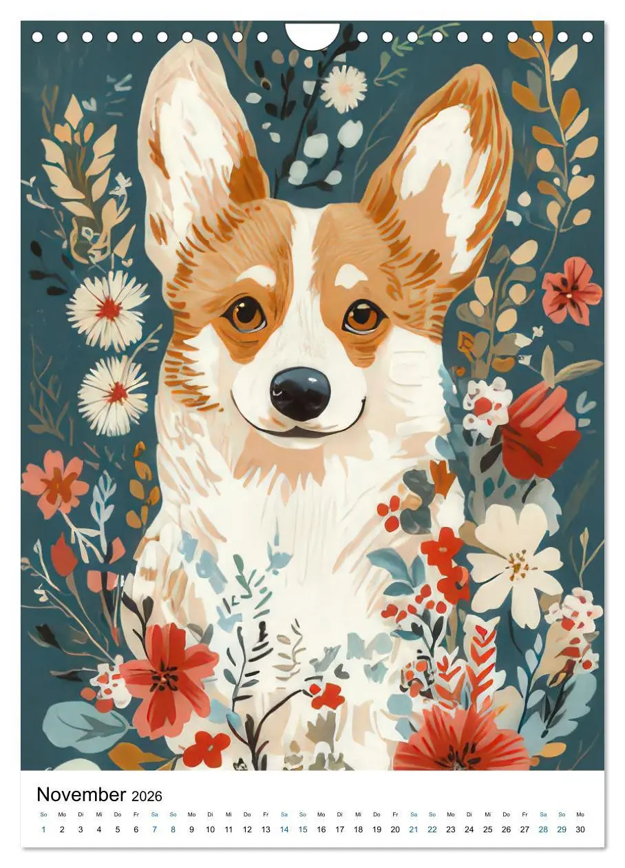 Bild: 9783457276587 | Corgis im Blumenrausch (Wandkalender 2026 DIN A4 hoch), CALVENDO...