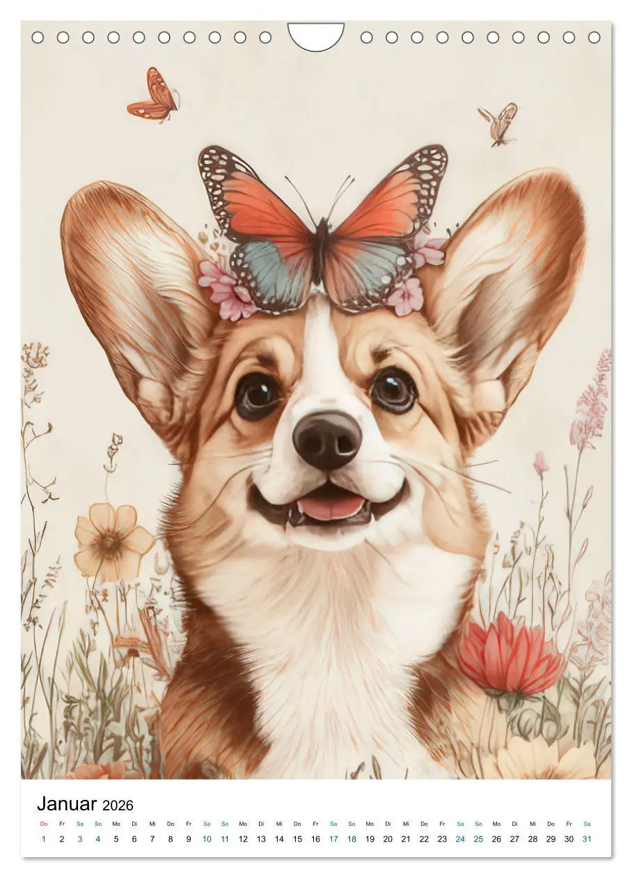 Bild: 9783457276587 | Corgis im Blumenrausch (Wandkalender 2026 DIN A4 hoch), CALVENDO...